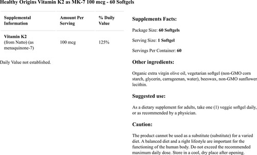Healthy Origins Vitamina K2 MK-7 100 mcg - 60 capsule - Imagen 4 de 4