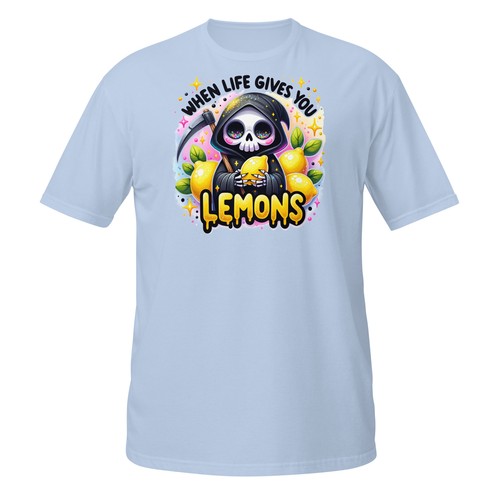 When Life Gives You Lemons T-Shirt | Funny Grim Reaper Kawaii Dark Humor Graphic - Picture 13 of 23
