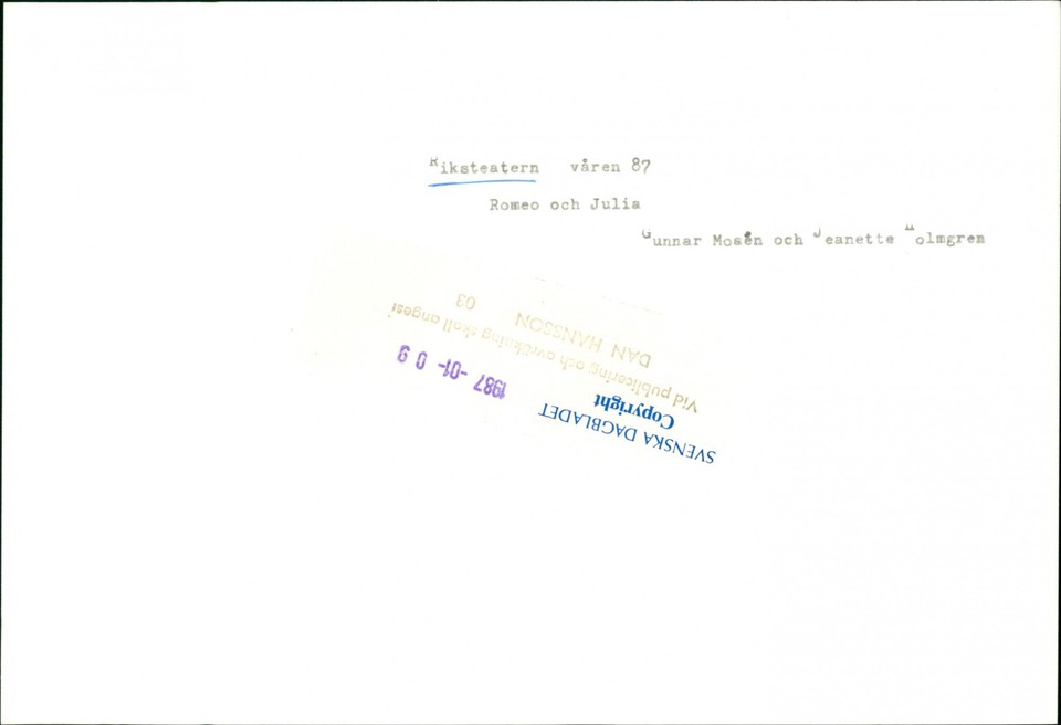 Theater, Riksteatern "Romeo and Juliet" Vintage Photograph 2646999 eBay