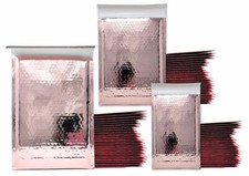 Glamour 4x8, 6x10, 7x11 Rose Gold Mirrored Bubble Mailers, Light Rose Polished P