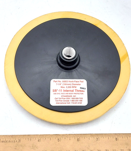 DYNABRADE 50853 HOOK-FACE SANDING PAD 7-1/4" DIA 5/8"-11 THREAD WET/DRY **NEW** - Picture 2 of 10