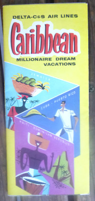 1954 Delta C & S  Airlines Caribbean  travel brochure Millionaire Dream