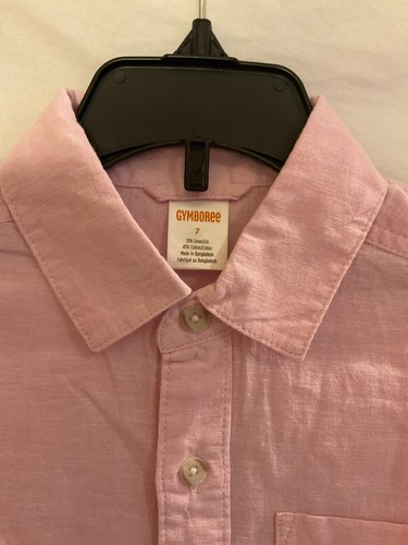 Gymboree Boys' Size 7 Button Up Shirt - Linen - Simple Pink - NWT - Picture 2 of 8