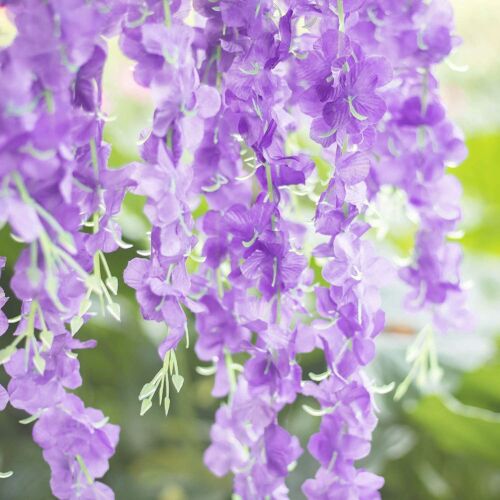 12PCS Fake Green Leaf Vines & Wisteria Vines Wedding Arch Garland Hanging Plants - Picture 15 of 59