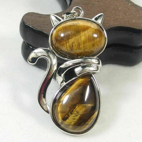 Natural Gemstone Cat Pendant Chakra Reiki Healing Stone Jewellery Gift - Picture 19 of 19