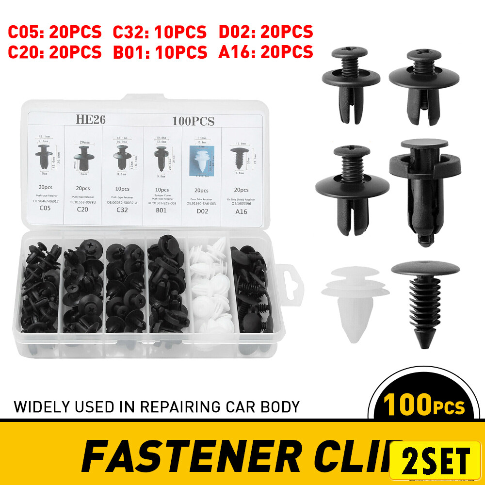 2-Piece Car Door Panel Clip & Trim Rivet Fasteners