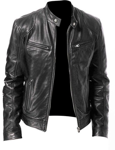 Cafe Racer Biker Lederjacke schwarz & braun weiches Lammfell Leder - Bild 16 von 16