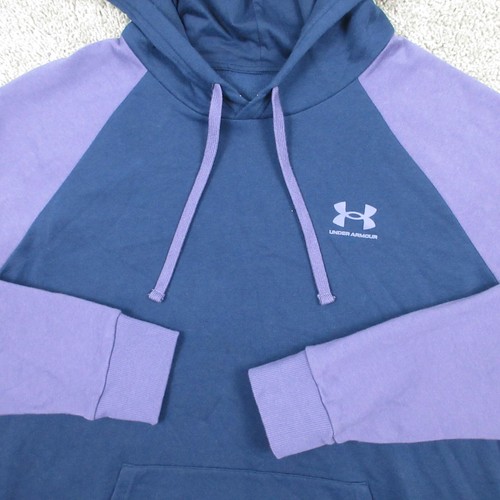 Under Armour Sweater Mens XXL 2XL Blue Purple Raglan Pullover Hoodie Sweatshirt - Picture 2 of 9