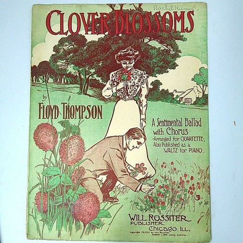 1906 Clover Blossoms Floyd Thompson Quartette Arr. Canadian Antique Sheet Music - Picture 2 of 3