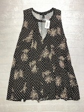 Forever 21 Dress Women's Size Medium Black Taupe Short Sleeveless Floral W/ Tags