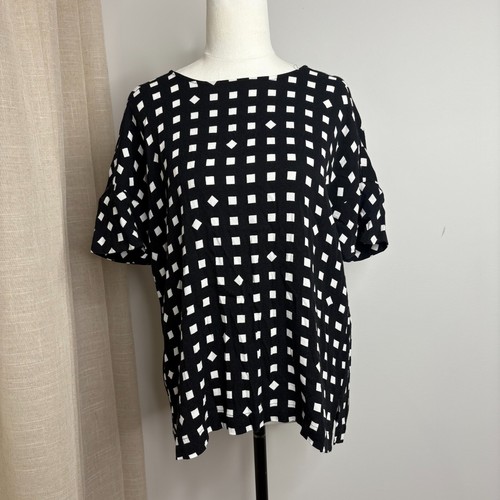 Elk Black & White Check Top Size Small Relaxed Fit - Picture 3 of 5