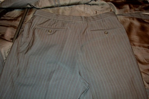 $3295 Ermenegildo Zegna Tan Beige Blue Stripe Pure Wool Suit 40R 34W Italy - Picture 12 of 12