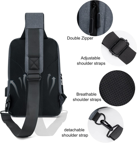 Bandolera Para Hombre Mochila Viaje Cartera Bolso de Hombro Mariconera USA NEW - Picture 2 of 12