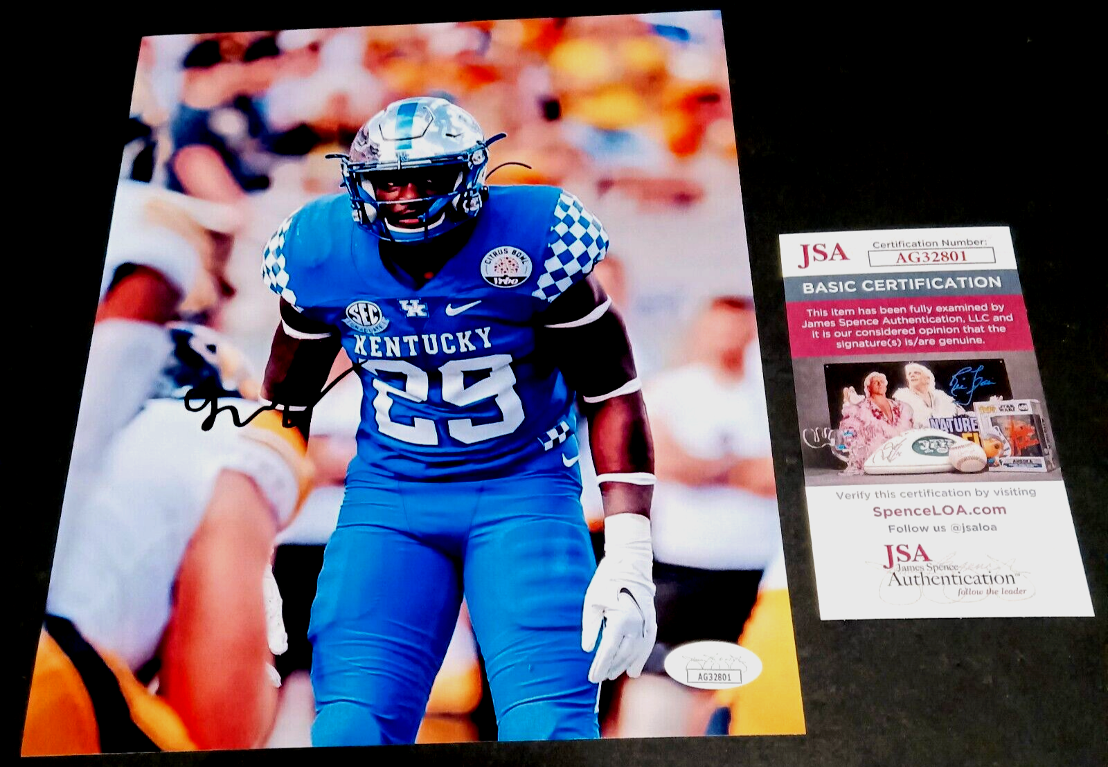 YUSUF CORKER Kentucky SIGNED 8x10 Photo JSA COA WILDCATS FOOTBALL 