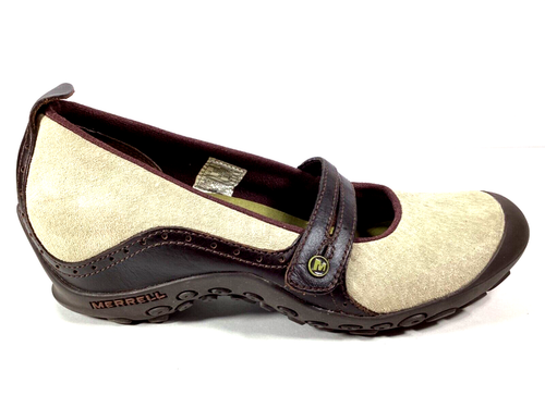 Merrell Plaza Bandeau Women's Size 10 Dark Taupe Suede & Leather Mary Jane Shoes - Picture 2 of 10