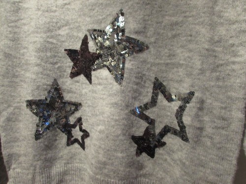 LADIES GREY CHRISTMAS/STAR THEMED/PATTERNED JUMPER WITH SEQUINS SIZE S BY PAPAYA - Picture 4 of 6