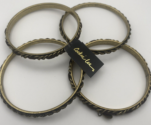 Bracciali Cookie Lee nuovi con etichette set di 4 braccialetti catena marrone tono oro fino a 8,75" LG/XL - Foto 2 di 8