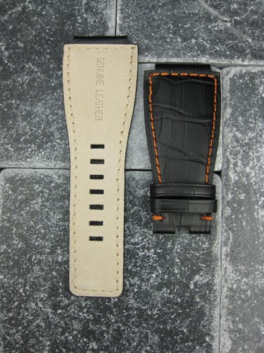 24mm Bell & Ross Grain Leather Strap Black Watch Band BR-01 BR-03 White Grey - Picture 18 of 25
