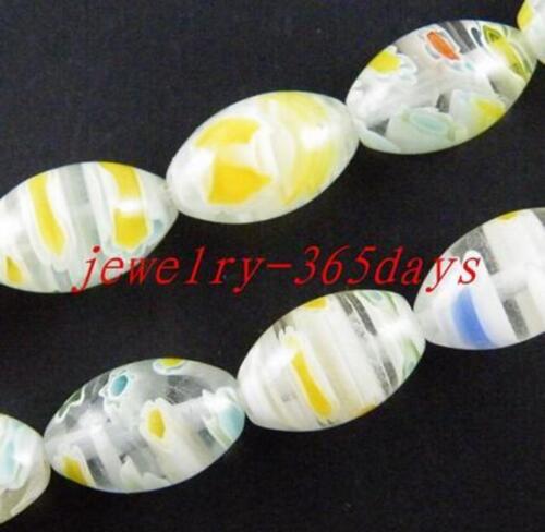 25pcs Millefiori Glass Rice Shaped Beads 8x12mm 6colors-1 P186-P191 - Picture 7 of 7