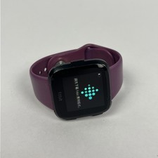 Fitbit Versa Smart Watch Black With Purple Sport Band FB505 *Working*