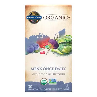 2 X Garden of Life Organics Men's Once Daily Multivitamin -- 30 Vegan Tablets