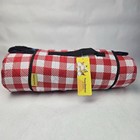 THREE DONKEYS LARGE RED CHECKERED OUTDOOR FOLDABLE PICNIC BLANKET KIDS 79"x 79"