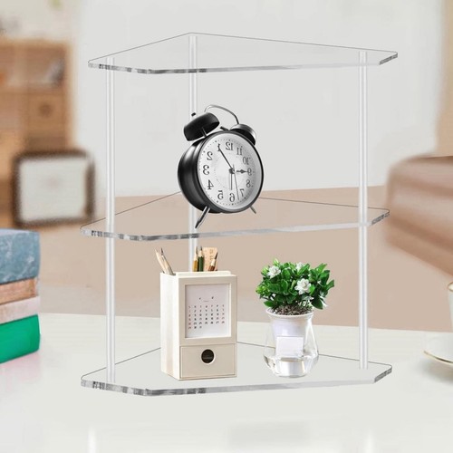 Acrylic Corner Side Table Small 3 Tier Triangular End Table For Living Room FI - Picture 11 of 24