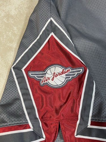 Vintage Air Jordan Wings Gray Red Basketball Shorts Thick Size XL 1172 - Picture 4 of 12