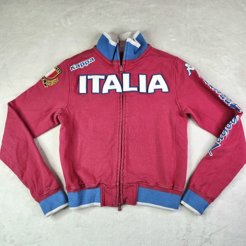 Sudadera vintage Kappa cremallera completa chaqueta deportiva Italia Cariparma para mujer XS rosa - Imagen 1 de 11