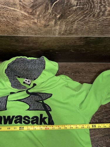 Kawasaki Felpa con Cappuccio Youth XL Verde Pullover Felpa Corsa Motocross Spell Out - Foto 6 di 7