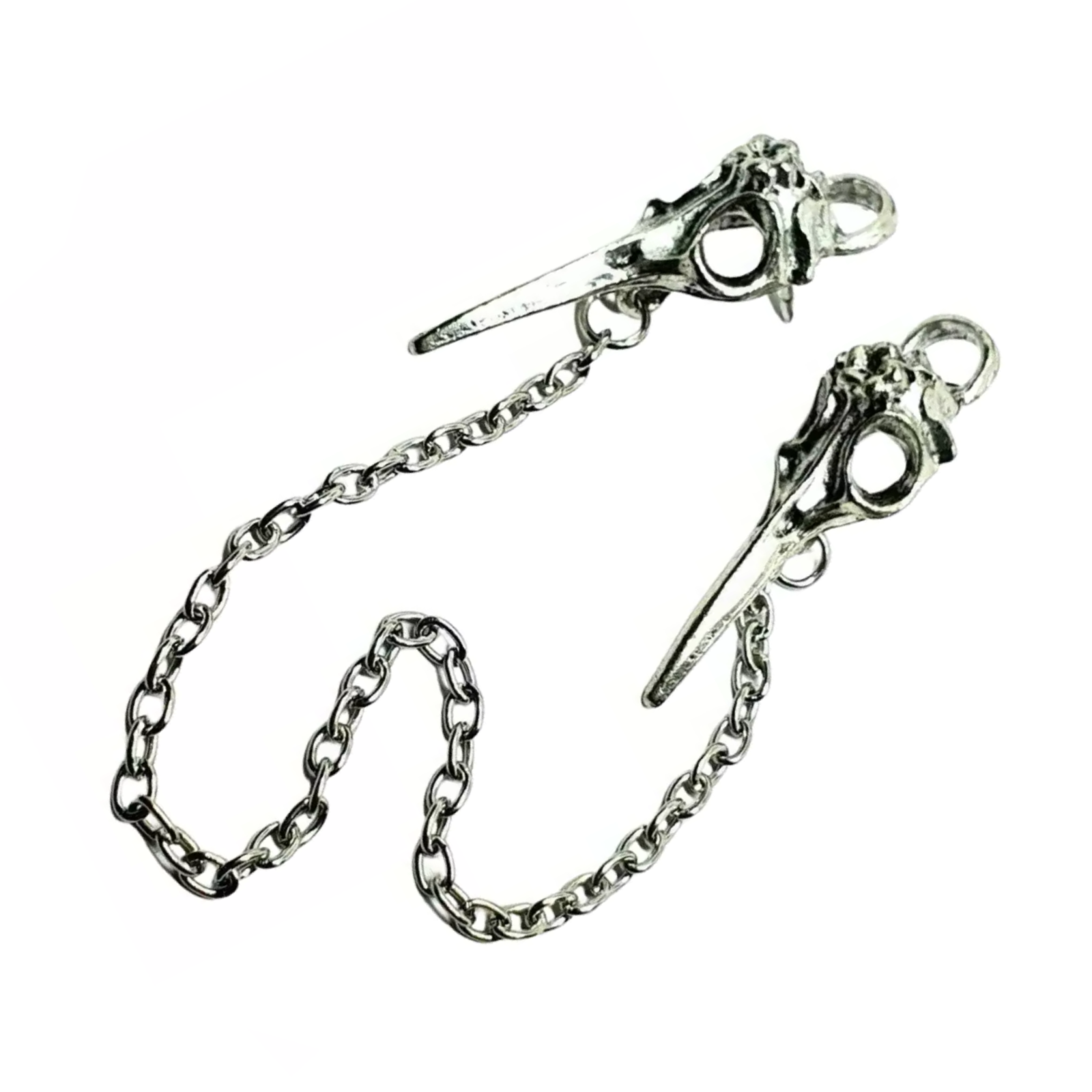 Crow Skull Lapel Chain Collar Brooch Bird Tips Pins Gothic Bohemia Jewellery