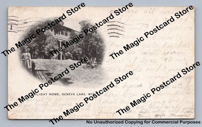 Holiday Home GENEVA LAKE Wisconsin UDB Antique Walworth County Postcard 1905