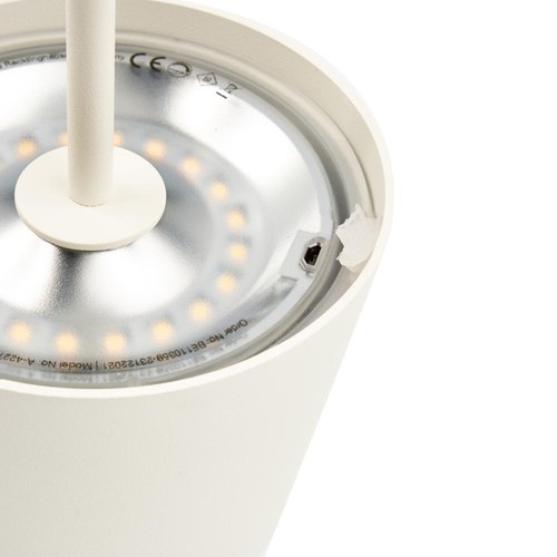 Lámpara de mesa LED a batería Down blanco cálido 3000K lámpara luz interior exterior IP65 blanco mate - Imagen 7 de 9