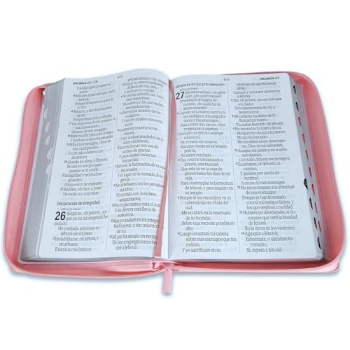 Biblia para Mujer con Cierre Letra Super Gigante 19puntos RV60 rosado con indice - Picture 3 of 5