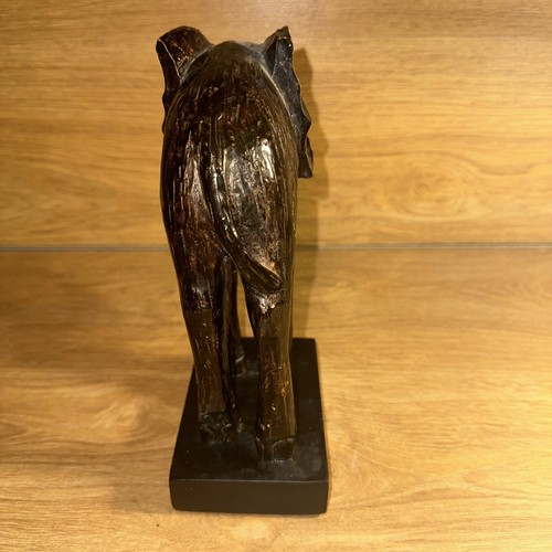 Dark Wood Wooden Carved Elephant Statue On Base 9 Inches Tall - Picture 4 of 9
