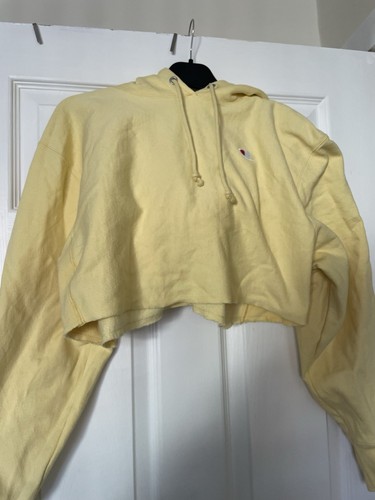 Damen gelber Champion Cropped Hoody Größe Small