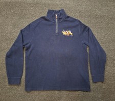 Polo Ralph Lauren Pullover Mens XL Navy Quarter Zip Embroidered Triple Ponies