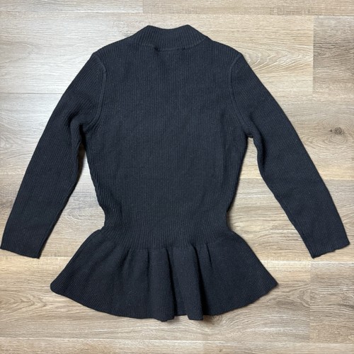 Tory Burch Peplum Wool Blend Scoop Neck Sweater Black Size S - Picture 6 of 7