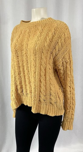 American Eagle Damen Pullover Gelb Langarm Pulli Zopfmuster Gr. M - Bild 2 von 3