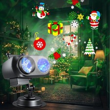 Christmas Projector Lights Outdoor - 2-in-1 HD Holiday Light Projector with R...