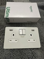 Ggbgu3424dwpwp White Painted Schneider Electric Switched Sockets With USB