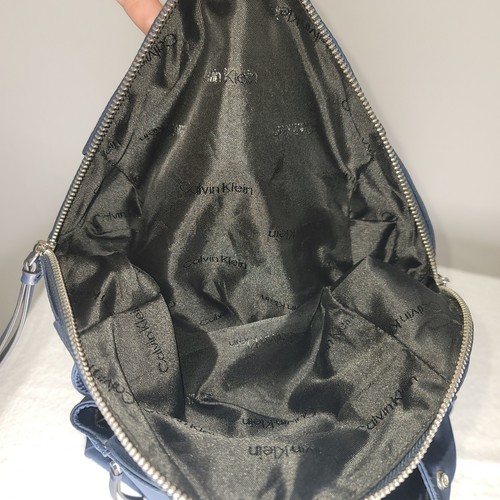 UWD Calvin Klein Backpack Purse (Used) Blue Magnetic Zip Shoulder Straps Women's - Picture 10 of 18
