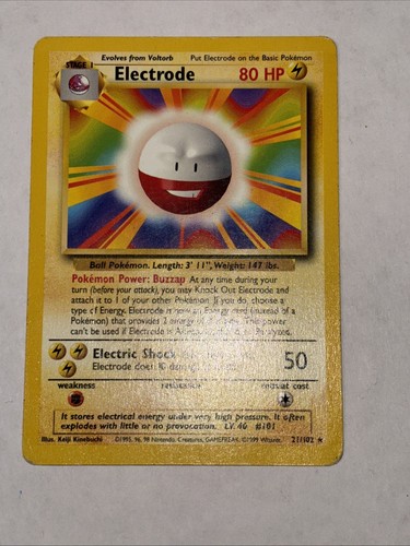 Electrode 21/102 Shadowless Base Set Regular Rare 1999 WOTC Pokemon TCG MP .T30 - Picture 1 of 2