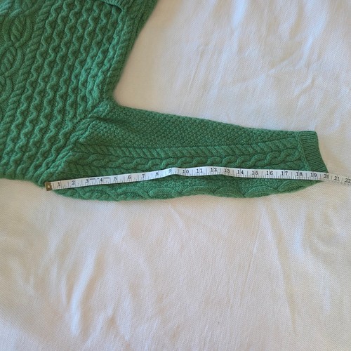 Aran Craft 100% Merino Wool Full Zip Front Cardigan Hood Green Size XL Ireland - Picture 14 of 14