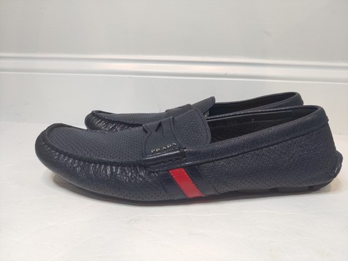 Prada Herren Marine und Rot Streifen Halbschuhe Größe 9 - Bild 2 von 7