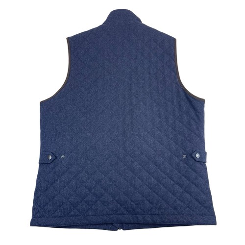 Jos A Bank Reserve Herringbone Full Zip Vest Mens L Wool Blend Quilted Preppy - Picture 6 of 14
