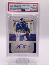 2020 National Treasures-Aaron Donald #S-AD - 03/15- Holo Silver- PSA 8 /DNA 9