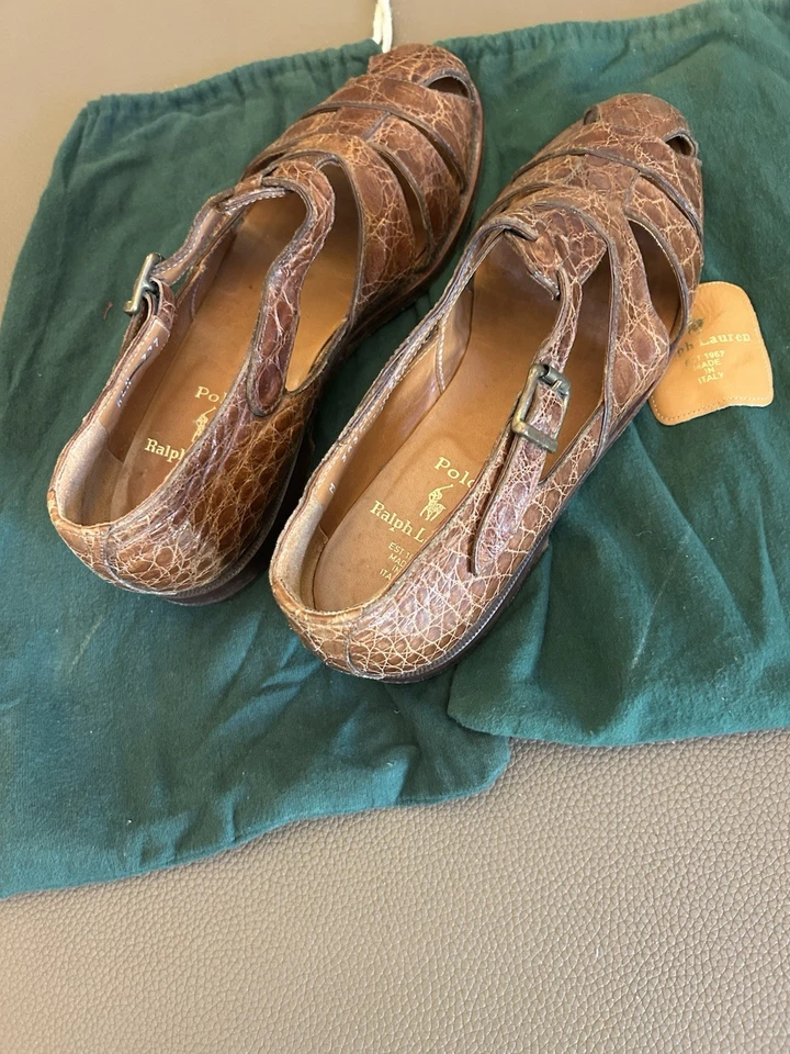 Polo Ralph Lauren Hombres Cocodrilo Cocodrilo Pescador Sandalias US9.5 Munich Alemania Foto 4 de 4