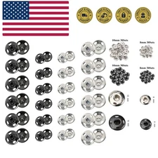 120 Sets Sew-on Snap Buttons Metal Snaps Fasteners Press Studs Buttons for Se...