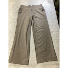 Member's Mark Womens Travel Wide Leg Pants Taupe Brown Stretch Size L NWT